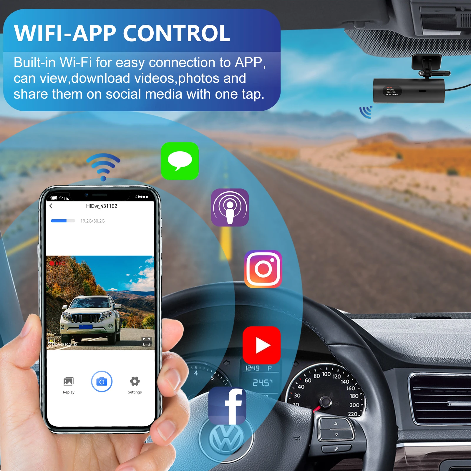 dashcam for car Black box Driving Video Recorders 4K WiFi Mini Fron...