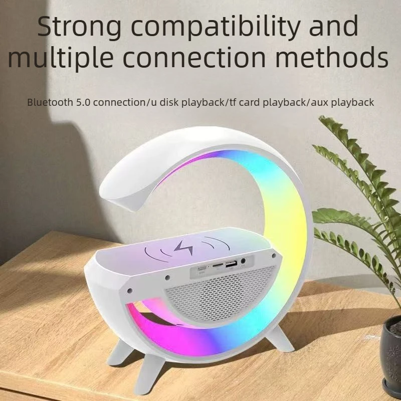 G Shape Mini Night Light with Wireless Charging Alarm Clock Bluetoo...
