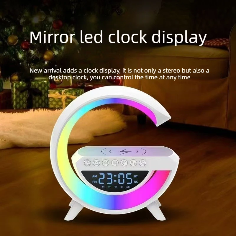 G Shape Mini Night Light with Wireless Charging Alarm Clock Bluetoo...