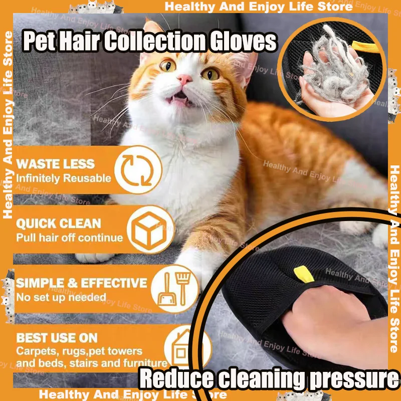 Pet Hair Cleaning and Collection Double-Sided Grooming Gloves with ...