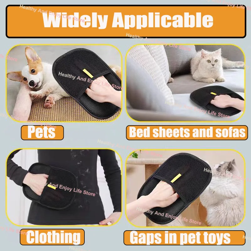Pet Hair Cleaning and Collection Double-Sided Grooming Gloves with ...