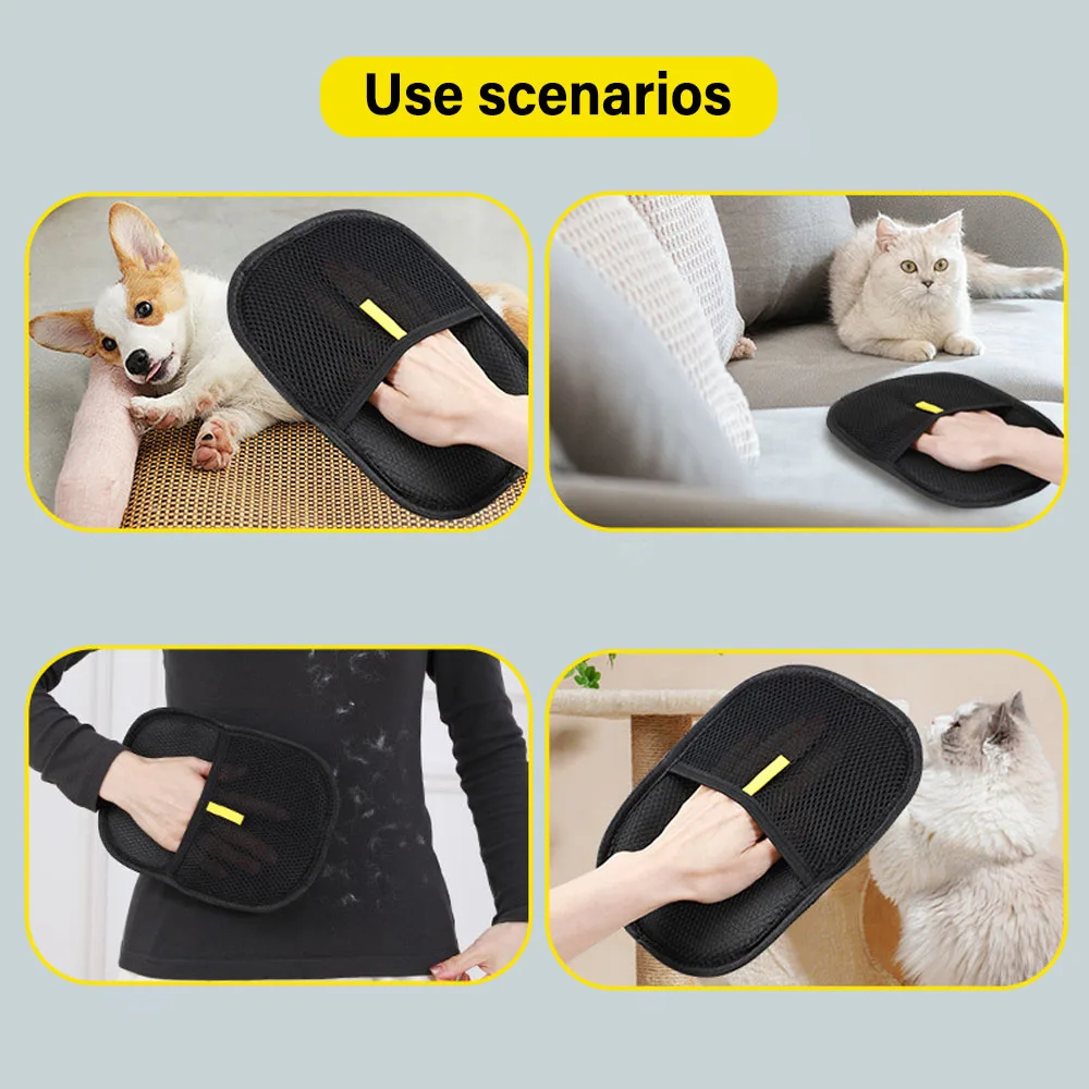 Pet Grooming Gloves Static Dedusting Brush Hair Remover Tool for Do...