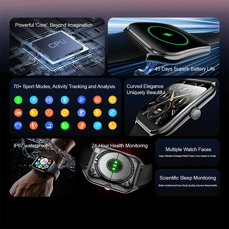 Ultra Thin Smart Watch Men 1.96 Inch Display Fitness Tracker | Chin...