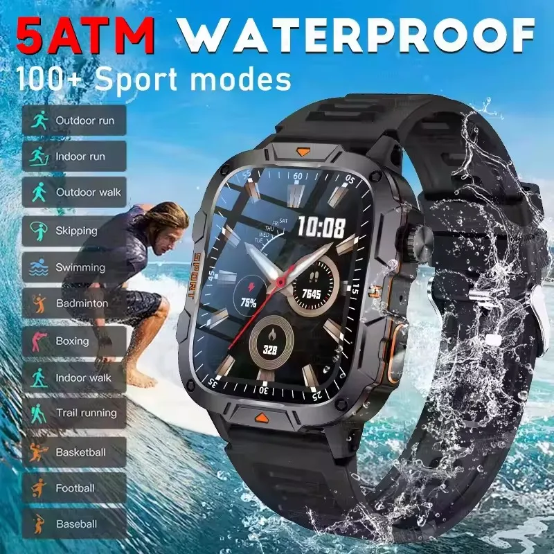 2025 Military Grade Smart Watch Men 1.96 Inch Display Fitness Track...