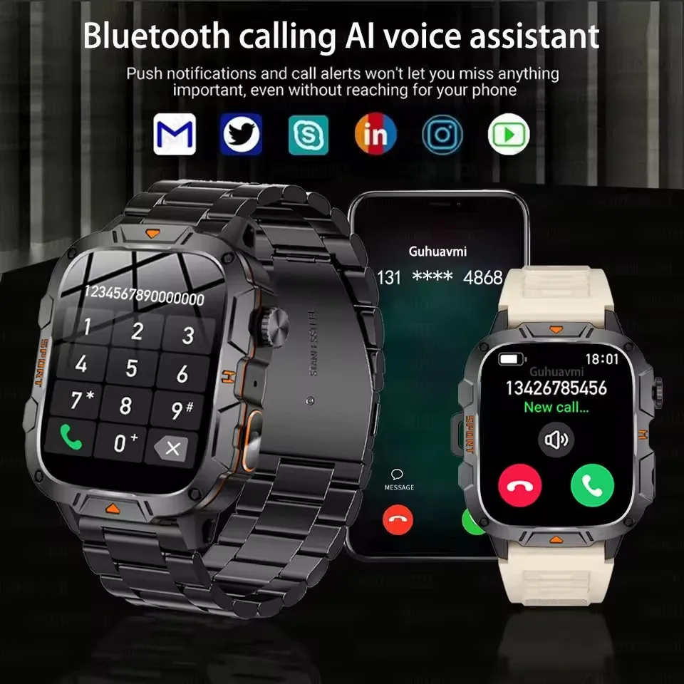2025 Military Grade Smart Watch Men 1.96 Inch Display Fitness Track...