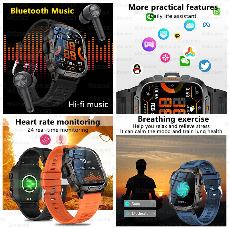 2025 Military Grade Smart Watch Men 1.96 Inch Display Fitness Track...