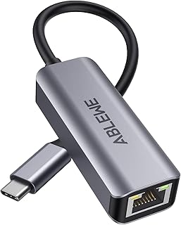 USB C to Ethernet Adapter, ABLEWE Type-C to RJ45 Gigabit Ethernet Adapter, Thunderbolt 3 to RJ45 LAN Network Adapter Compatible for MacBook Pro 2017 and More, MacBook Air, Dell XPS, iPad Pro