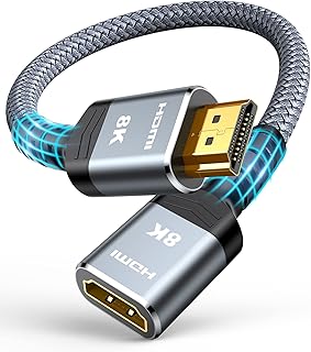Highwings 8K 4K HDMI Extender, HDMI Extension Cable 2.1 4K@30Hz/60Hz/120Hz, Utra high Speed HDMI Male to Female Adapter Compatible with Xbox PS5 PS4 Roku TV Stick Blu Ray Player HDTV Laptop PC 1FT