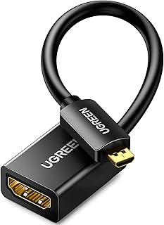 UGREEN Micro HDMI to HDMI Adapter, Male to Female Cable HDMI 2.0 4K@60Hz HDR 3D Dolby 18Gbps High Speed Compatible with Raspberry Pi 4/GoPro Hero 7 6/Sony A6000 Camera/Retroid Pocket 2+, 0.6FT