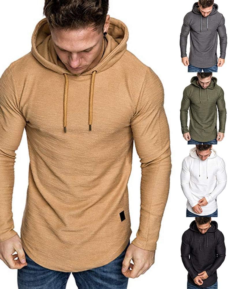 Lexiart Mens Fashion Athletic Hoodies Sport Sweatshirt Solid Color ...