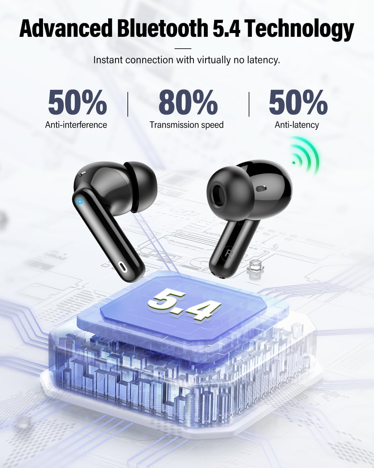 Wireless Earbuds, Bluetooth 5.4 Headphones Bass Stereo, Ear Buds wi...