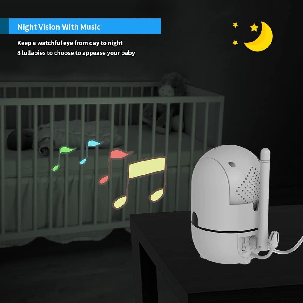 HelloBaby No WiFi Baby Monitor 5&amp;#34; Screen 30-Hour Battery Pan-Ti...