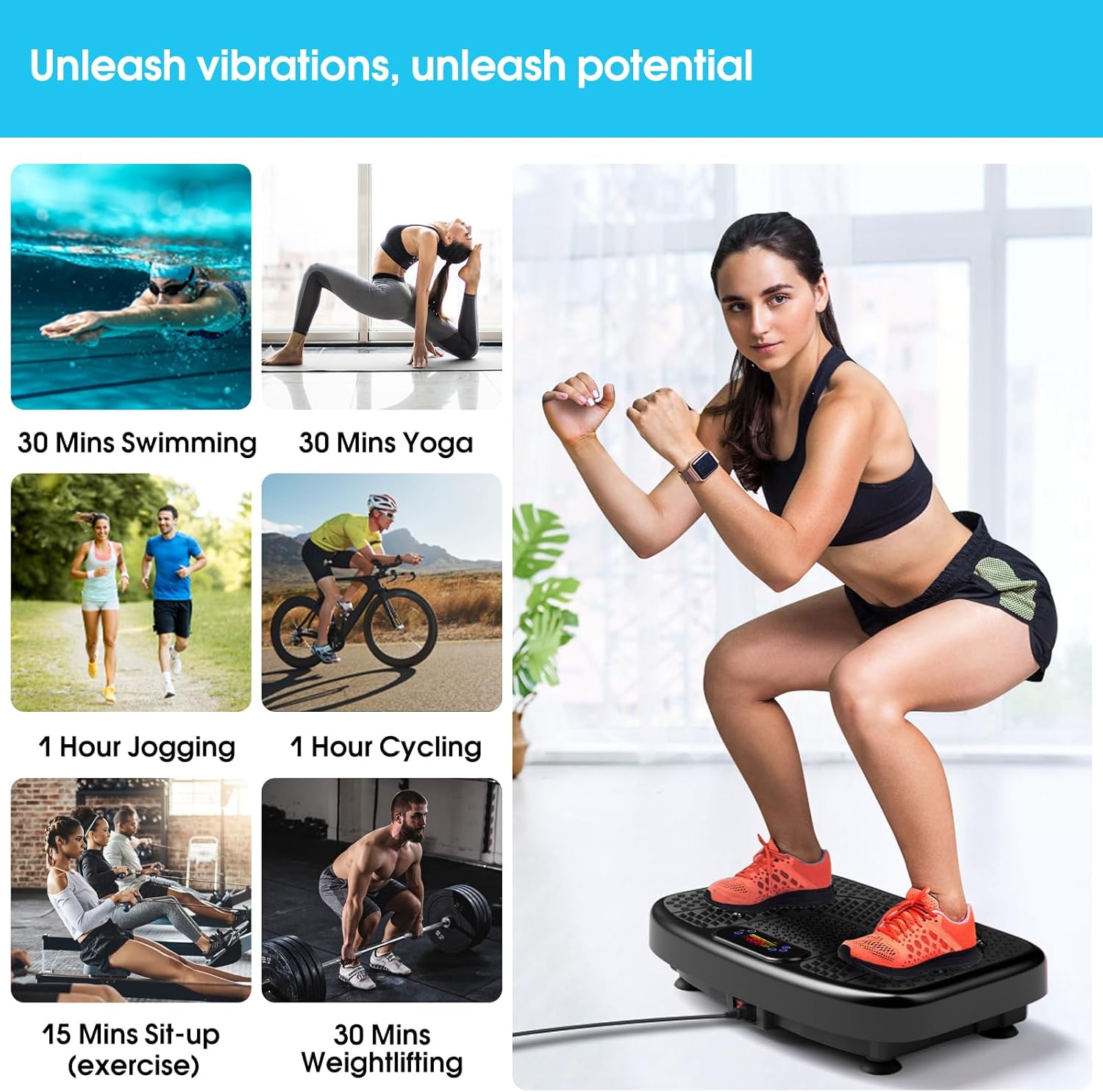 SoftGym Vibration Plate Exercise Machine for Lymphatic Drainage,Power Vibrate Stand Shake Board 450 Lbs Capacity Whole Body Workout Waver with Fitness Resistance Bands Weight Loss Gifts for Women Men — ChinaHub