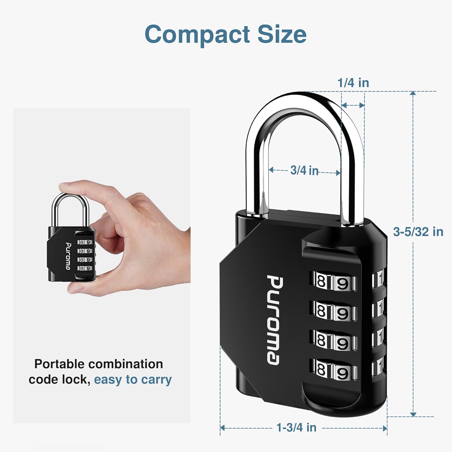 Puroma 2 Pack Combination Lock for Locker 4 Digit Outdoor Waterproof Padlock for School, Gym, Sports, Fence, Toolbox, Gate, Case, Outdoor, Hasp Storage (Black) — ChinaHub
