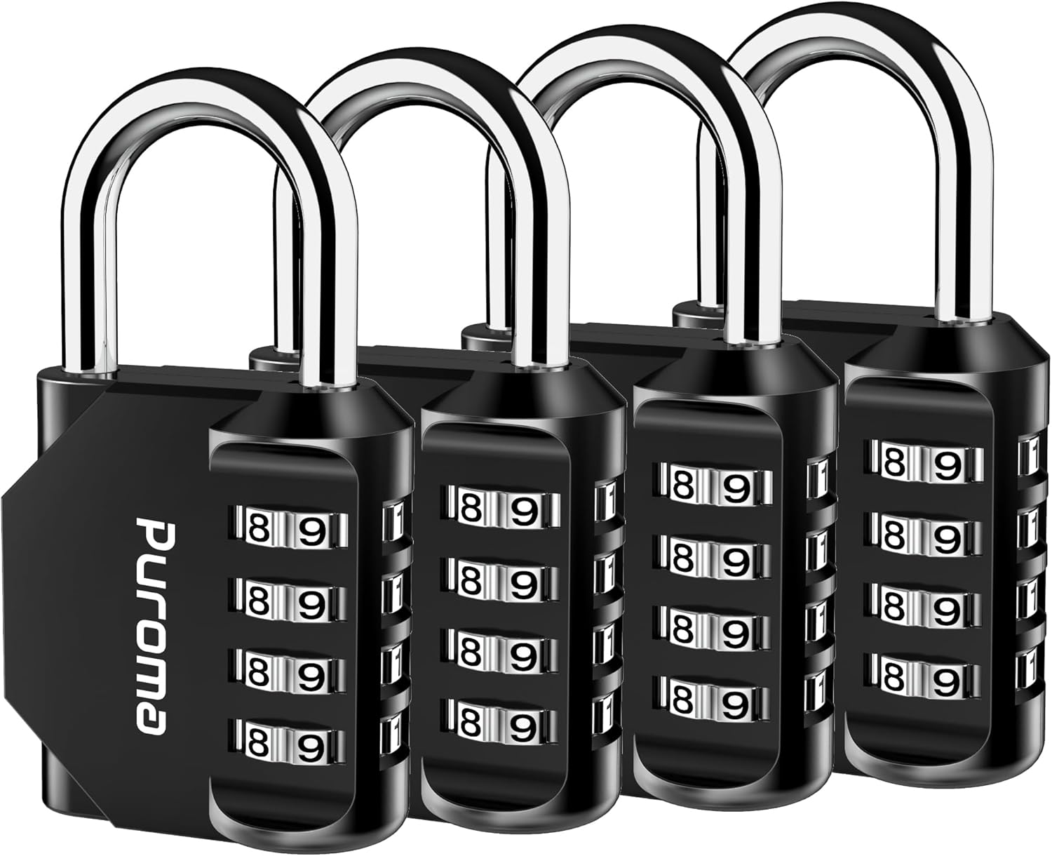 Puroma 2 Pack Combination Lock for Locker 4 Digit Outdoor Waterproof Padlock for School, Gym, Sports, Fence, Toolbox, Gate, Case, Outdoor, Hasp Storage (Black) — ChinaHub
