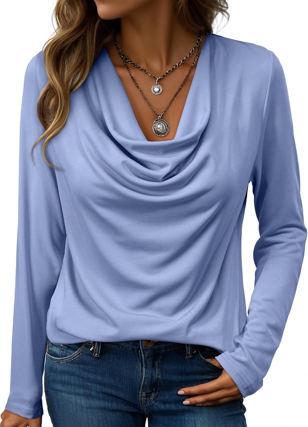 EVALESS Womens Tops Trendy 2026 Fall Cowl Neck Shirts Long Sleeve Teacher Clothes Office Business Dressy Casual Outfits — ChinaHub