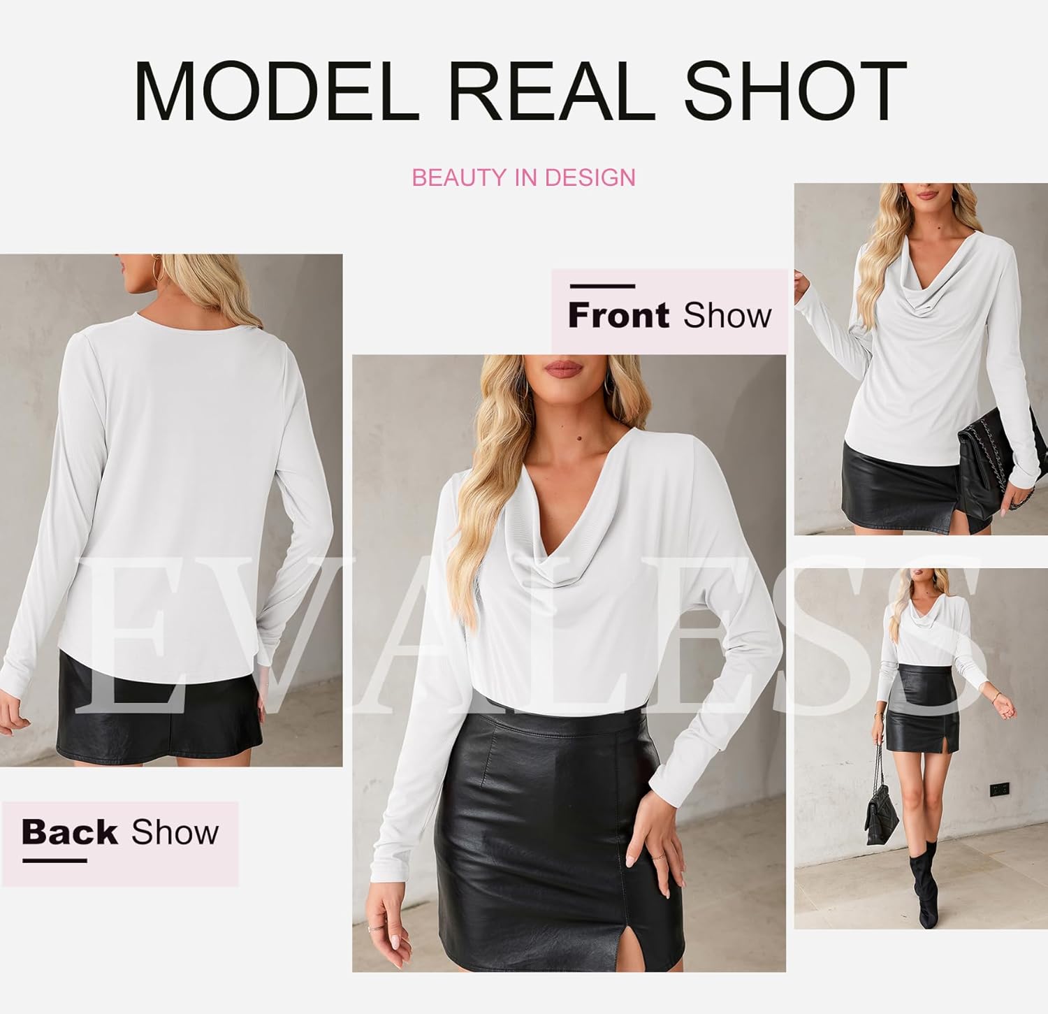 EVALESS Womens Tops Trendy 2026 Fall Cowl Neck Shirts Long Sleeve Teacher Clothes Office Business Dressy Casual Outfits — ChinaHub