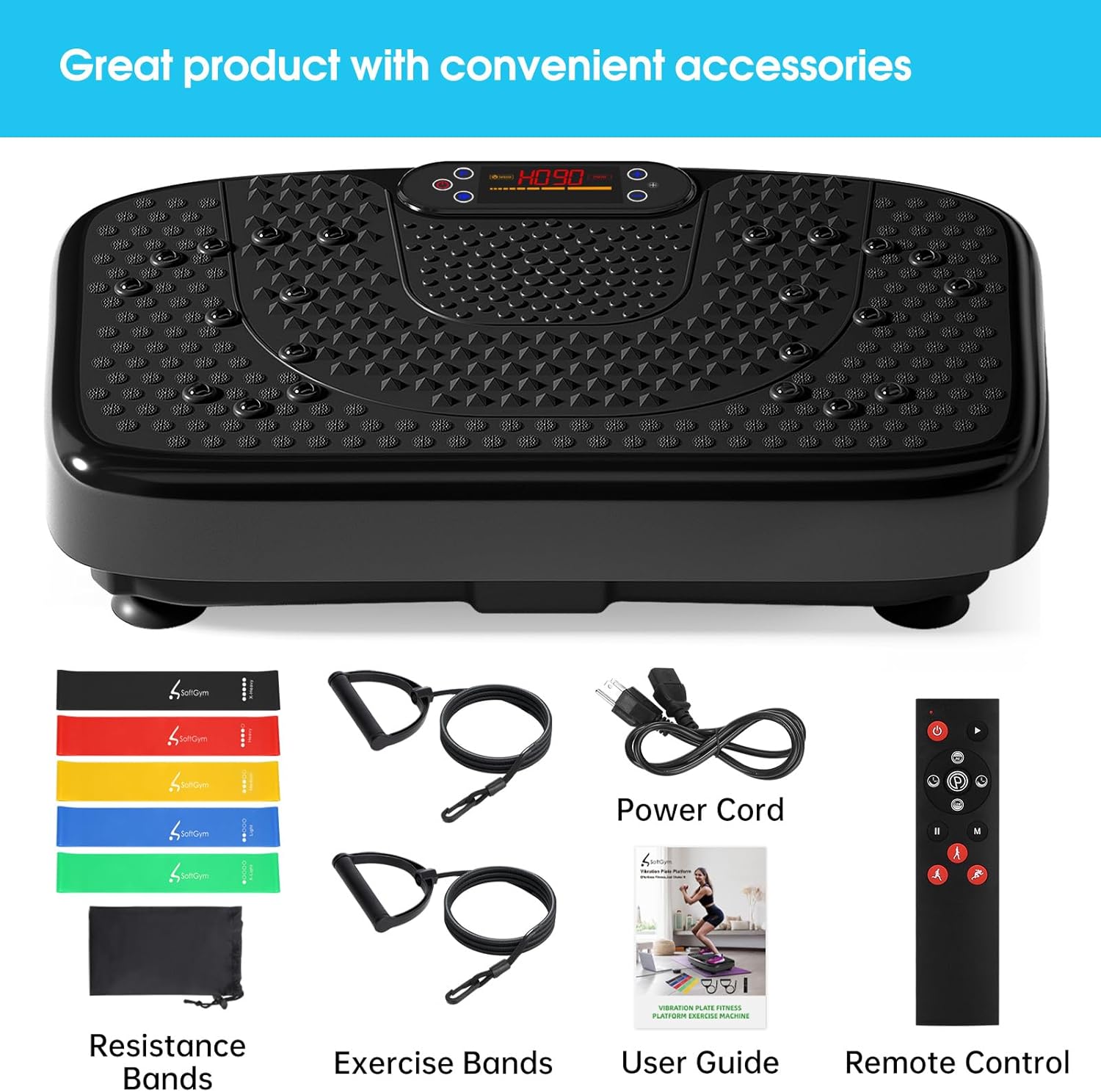 SoftGym Vibration Plate Exercise Machine for Lymphatic Drainage,Power Vibrate Stand Shake Board 450 Lbs Capacity Whole Body Workout Waver with Fitness Resistance Bands Weight Loss Gifts for Women Men — ChinaHub